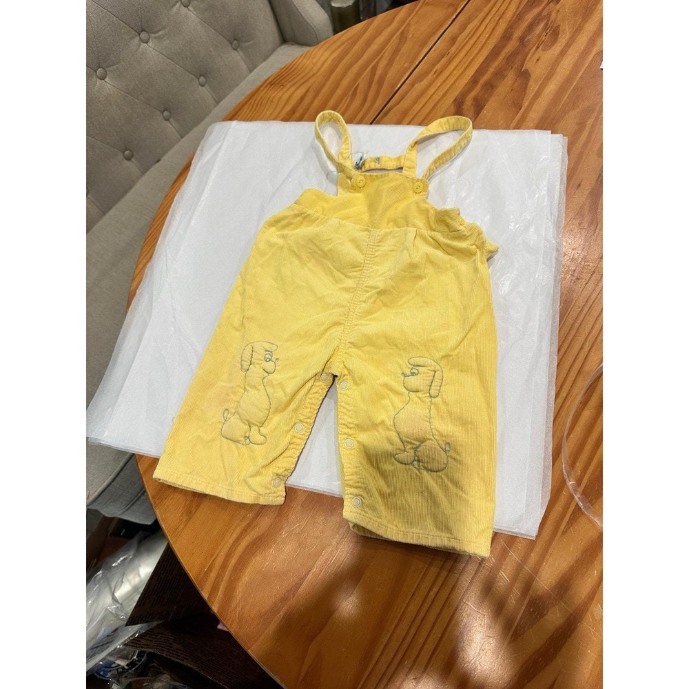 Vintage Baby Yellow Corduroy Overalls approx Sz 24 months CottageCore 1970's